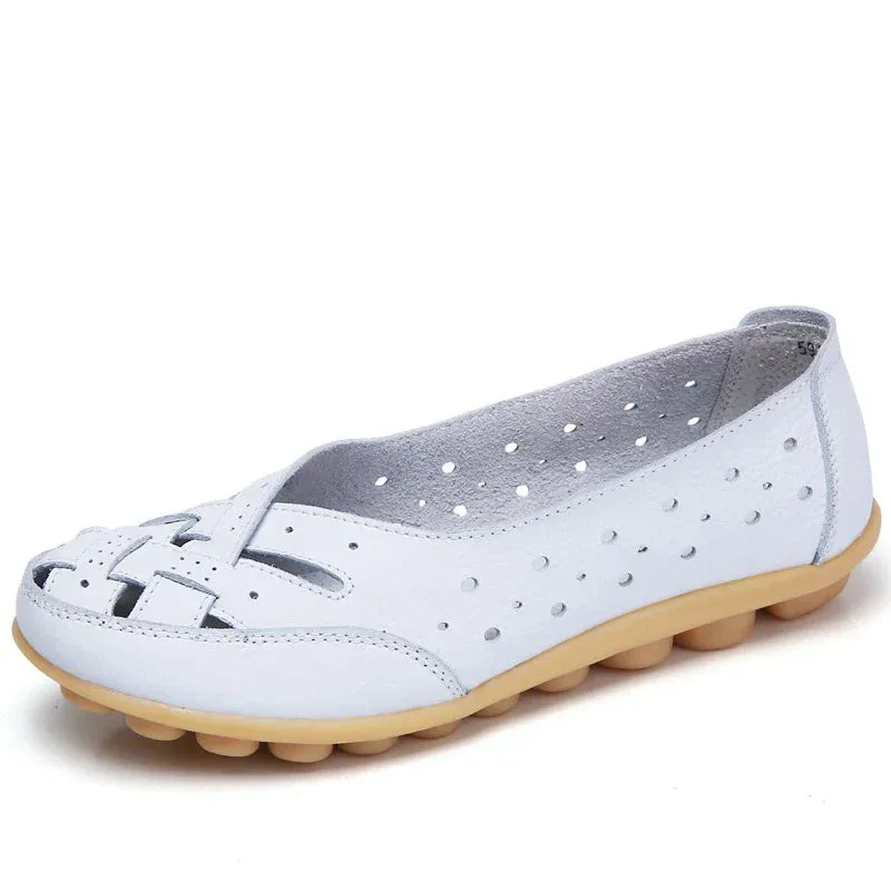 Women Shoes For Summer Flats Soft Leather Shoes Flat Slip On Loafers Women Casual Shoes Breather Moccasins Nursing