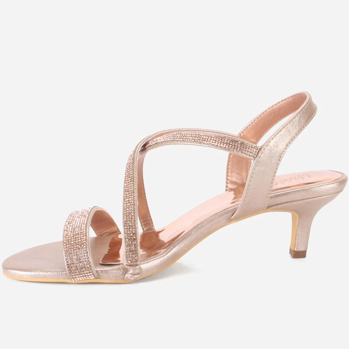 Womens "HIYLO"Glitter Low Heel Party Sandals