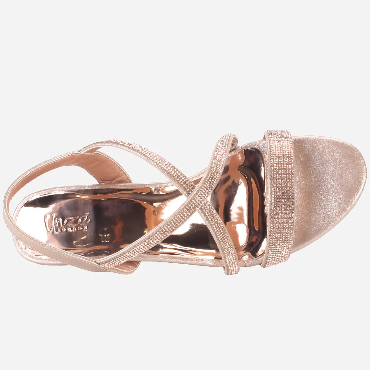 Womens "HIYLO"Glitter Low Heel Party Sandals