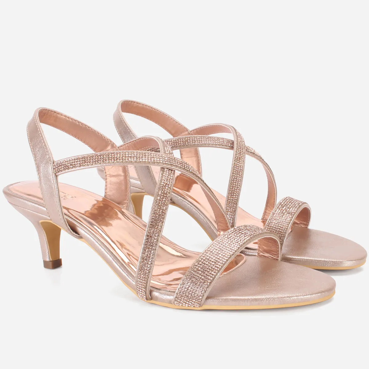 Womens "HIYLO"Glitter Low Heel Party Sandals