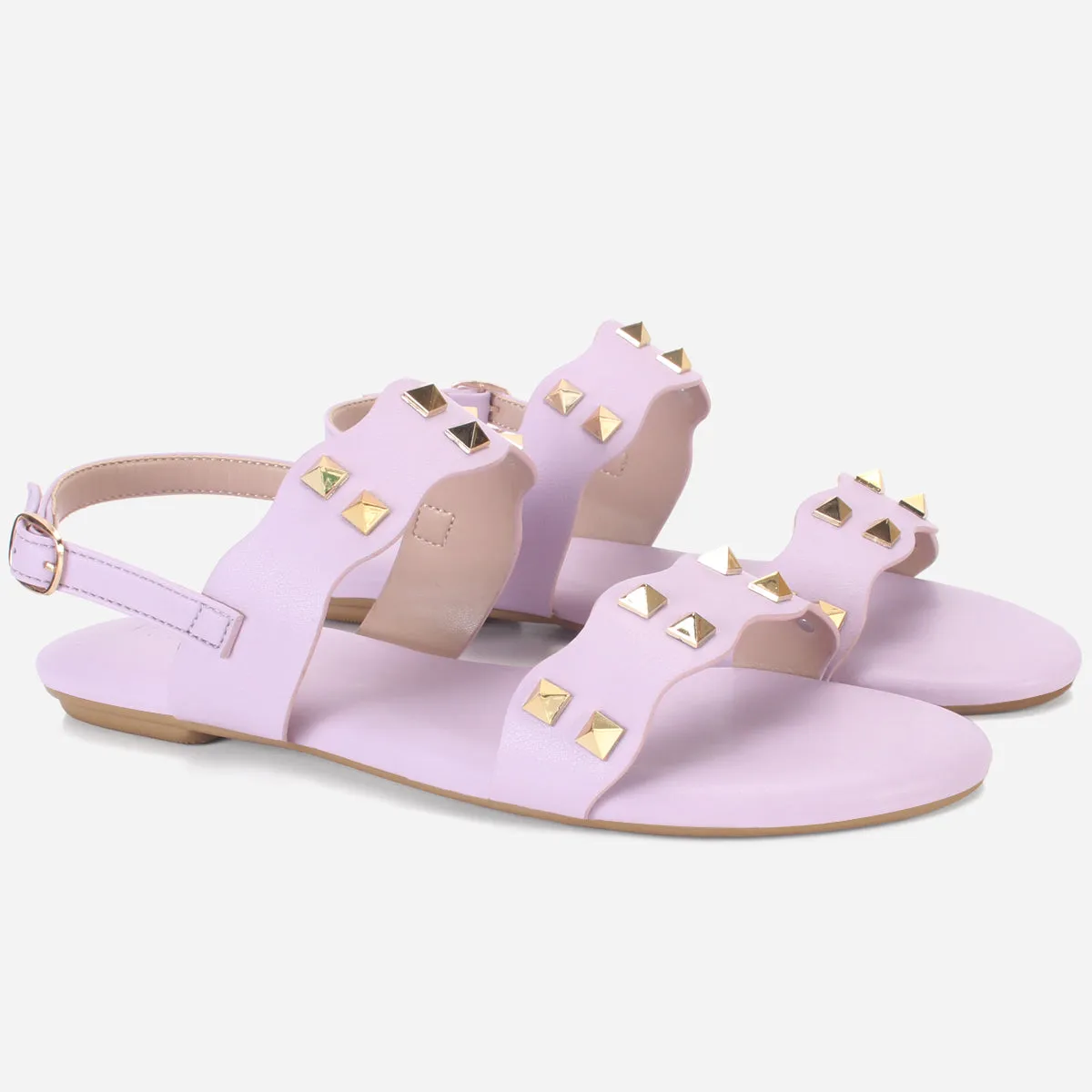 Womens "MAEY" Flat Stud Detailing Summer Sandals
