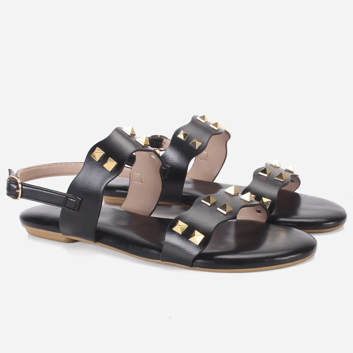 Womens "MAEY" Flat Stud Detailing Summer Sandals