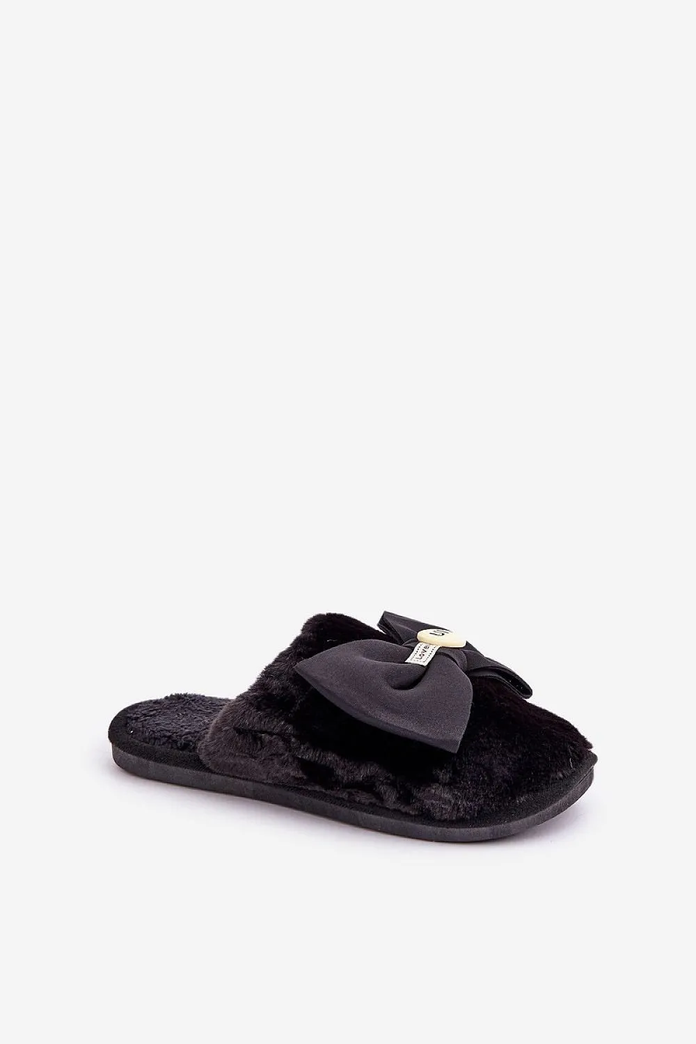 Women's small brooch fur slippers