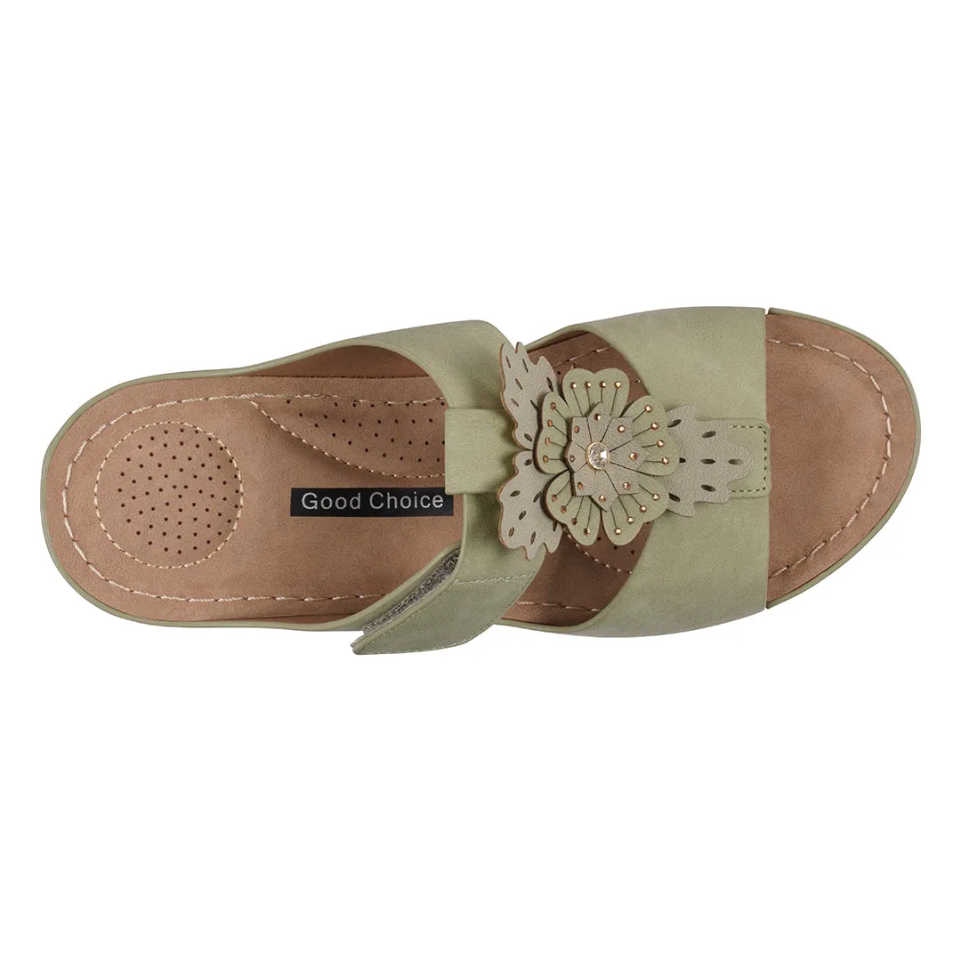 Women's Talia Green Floral Wedge Sandals