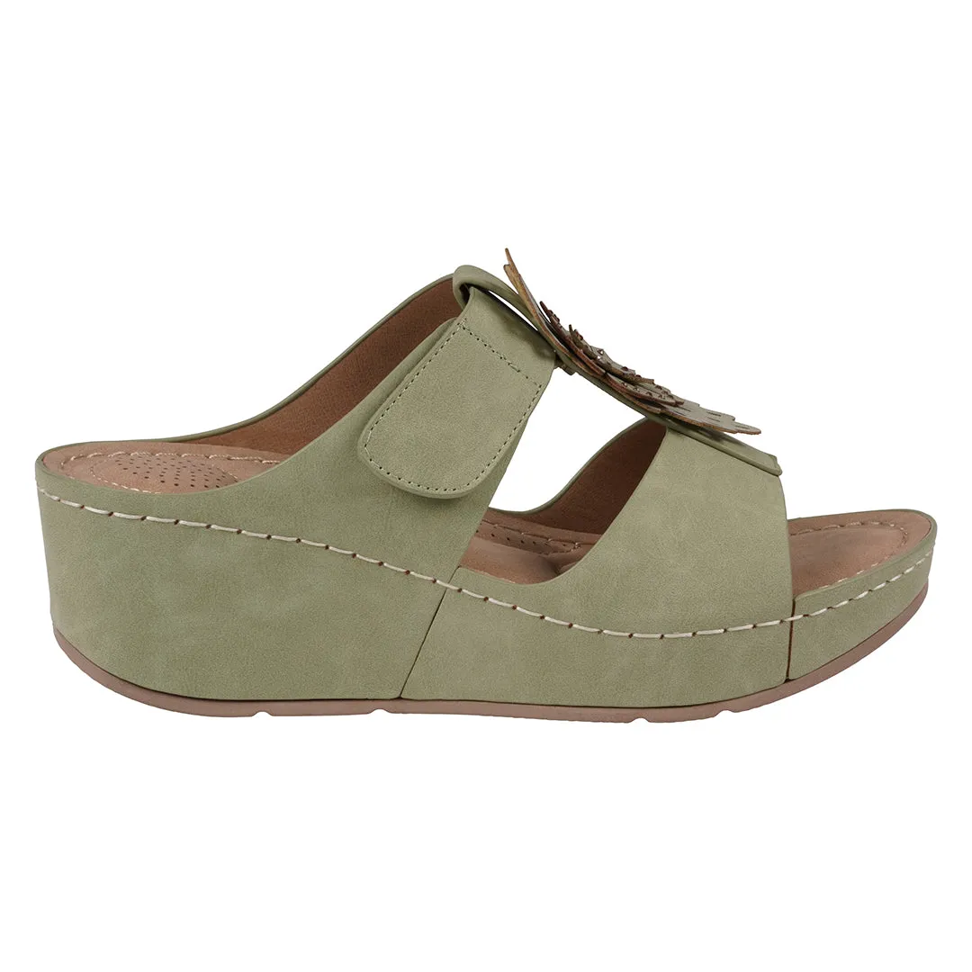 Women's Talia Green Floral Wedge Sandals
