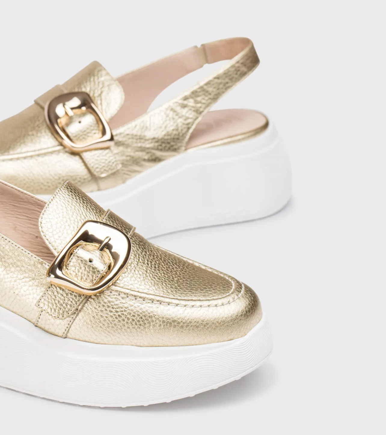 Wonders - A-3624 Gold Wedge Slingback