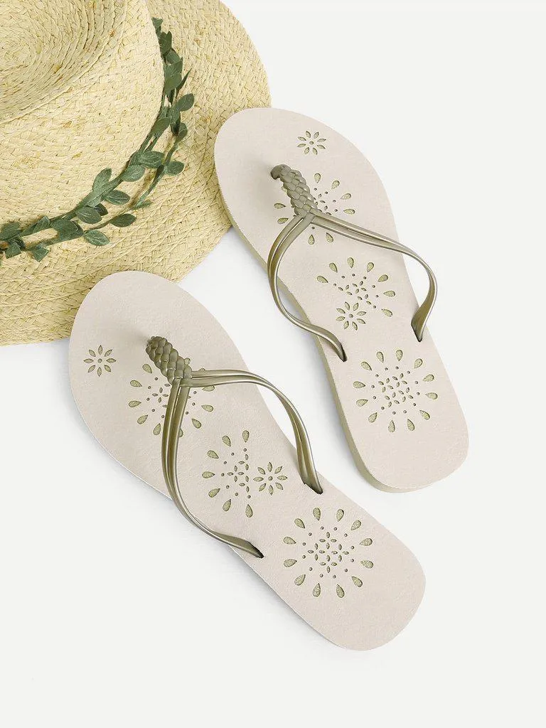 Woven Detail PVC Flip Flops