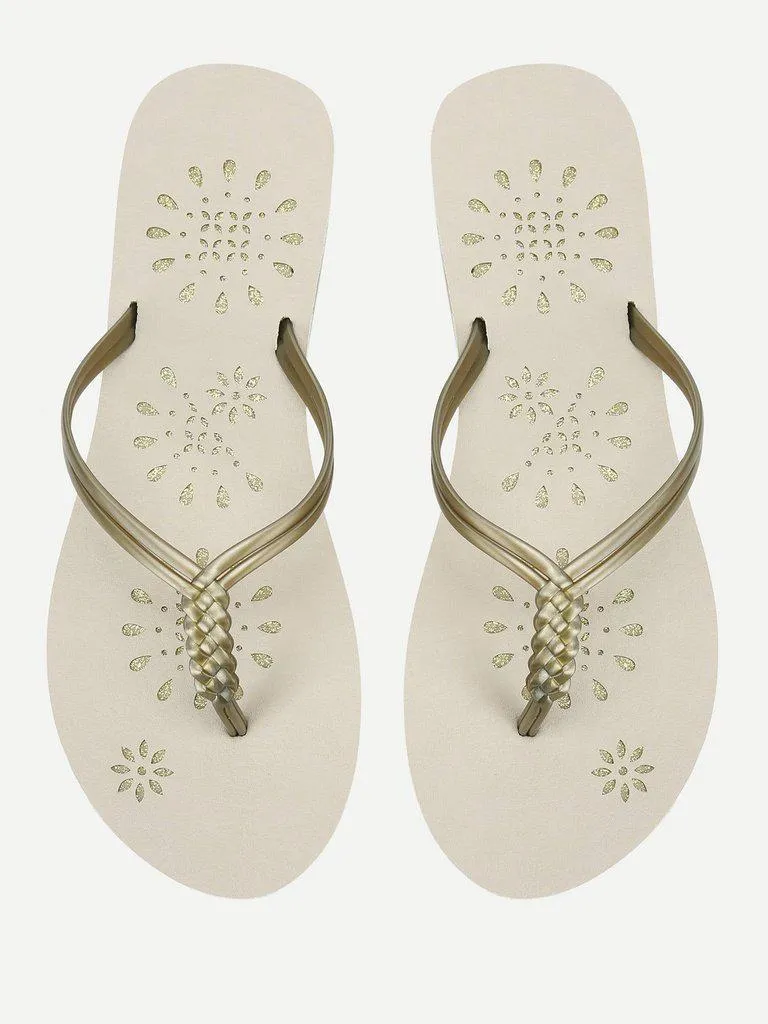 Woven Detail PVC Flip Flops