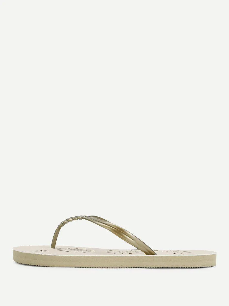 Woven Detail PVC Flip Flops