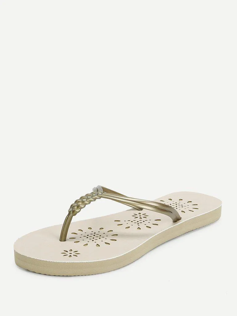 Woven Detail PVC Flip Flops