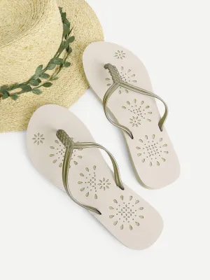 Woven Detail PVC Flip Flops
