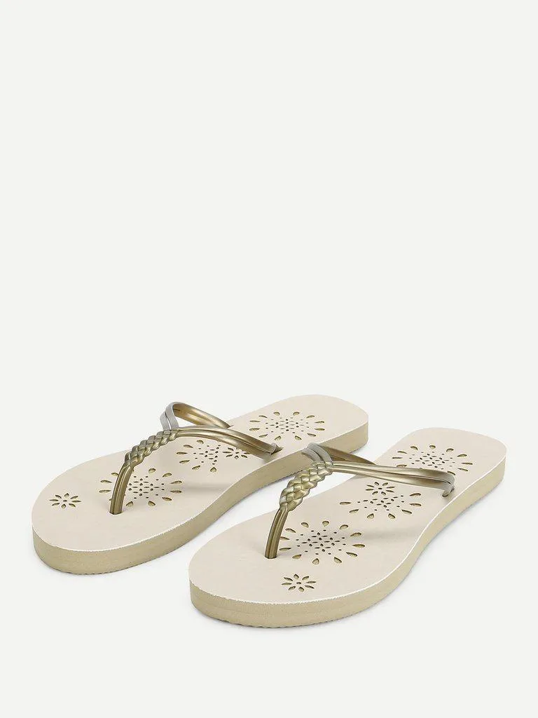 Woven Detail PVC Flip Flops
