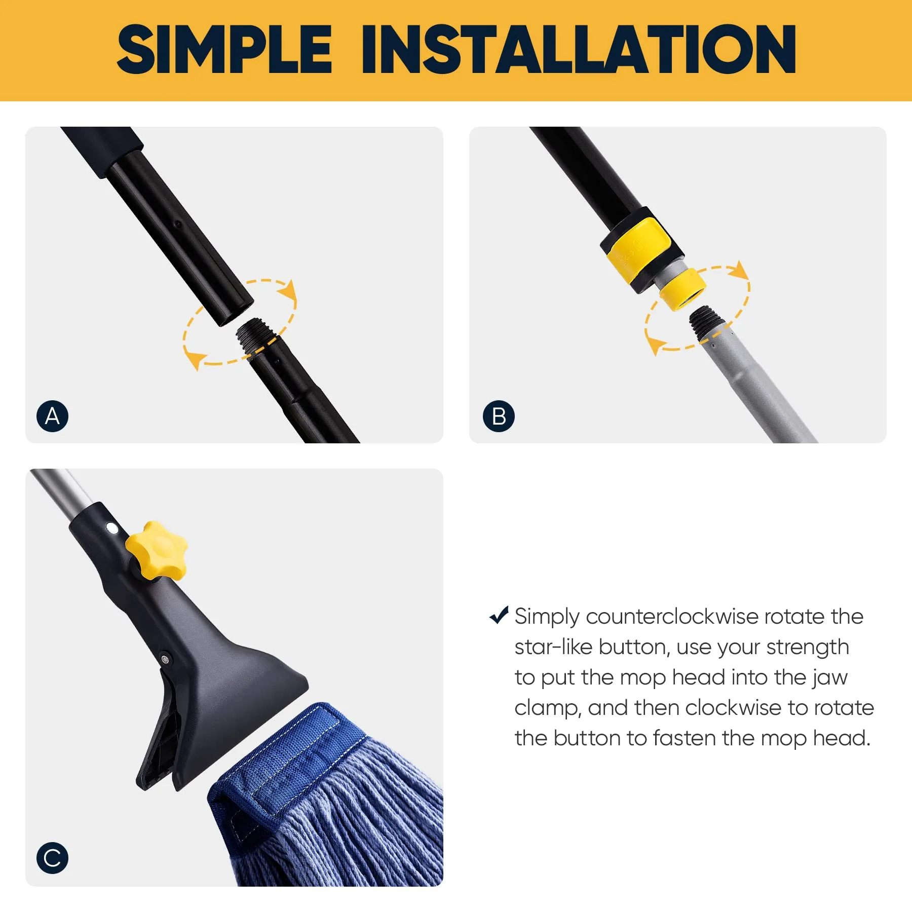 Yocada Looped-End String Wet Mop Heavy Duty Cotton Mop