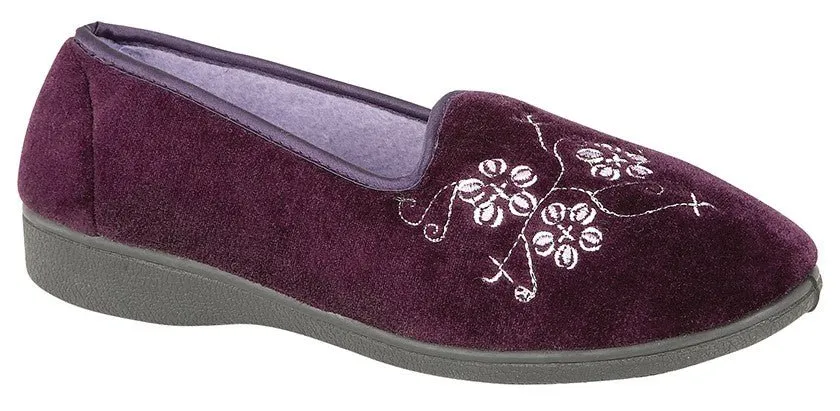 Zedzzz LS348P Womens Embroidered Tab Slipper